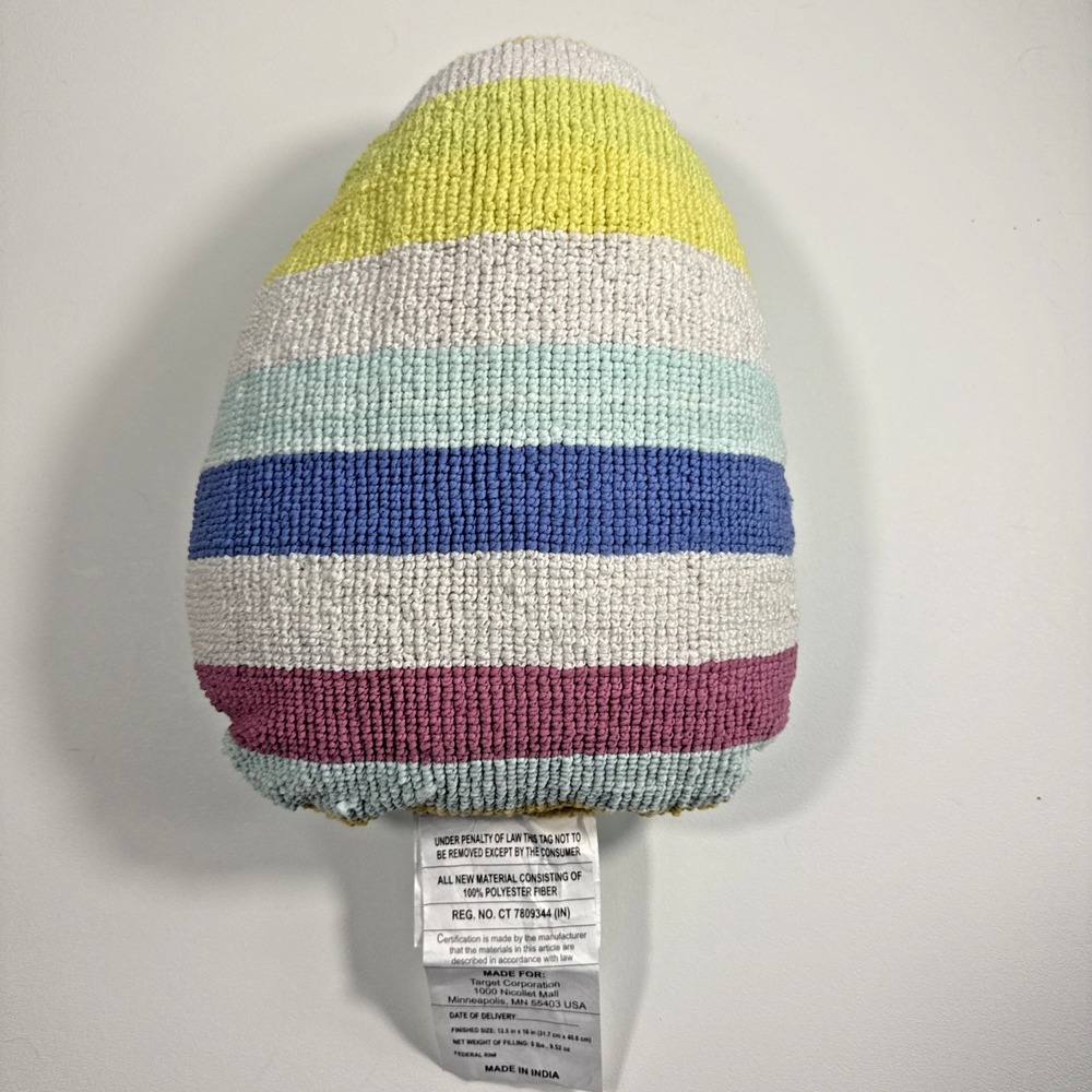 Easter Egg Throw Pillow Pastel Striped Tufted Decor 16x12.5 Room Essentials